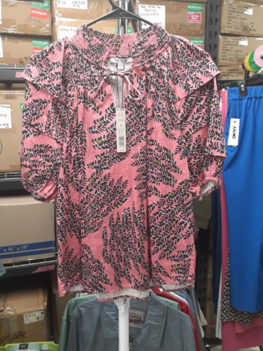Ladies Nic+Zoe Pink Black Blouse Top Shirt Small ORG $168 NWT (Rack 1)